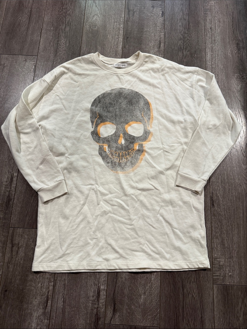 Halloween Skull Crewneck Thin Sweatshirt dress tunic Grayson/Threads M